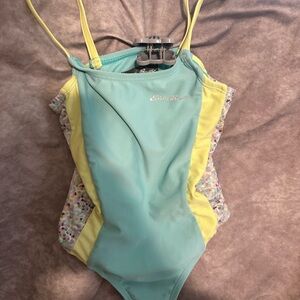 Eddie Bauer Kids One Piece Swimsuit - Aqua and Yellow